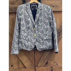 J Crew Schoolboy Liberty of London Art Fabric Cotton Floral Blazer Jacket Sz 10